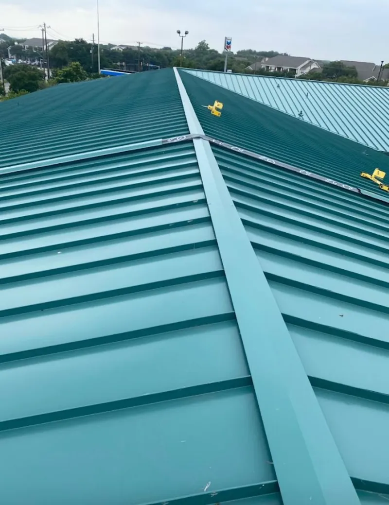 Green commercial metal roof ridge and valley for Metal Roof Repair in Archer Lodge